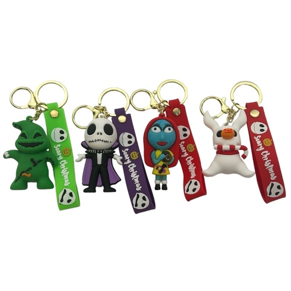 Disney's Nightmare Before Christmas Rubber Keychain Set of 4 NEW - Picture 1 of 12